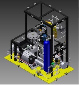 A 3 d model of the water treatment system.